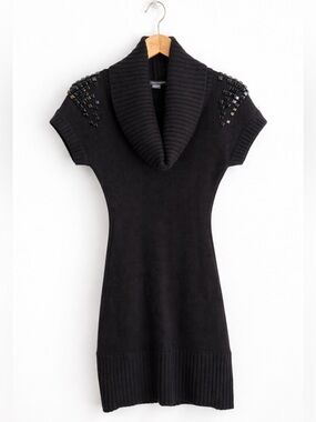 Armani Exchange - Beaded Cowl Neck Sweater Dress - Minimalist Goth S